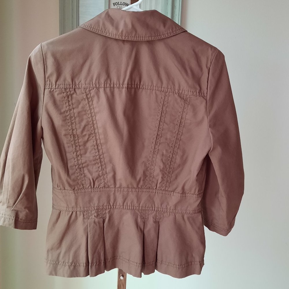 Calvin Klein Jeans brown jacket sz S with pleats at the waist and wrist - Picture 7 of 10